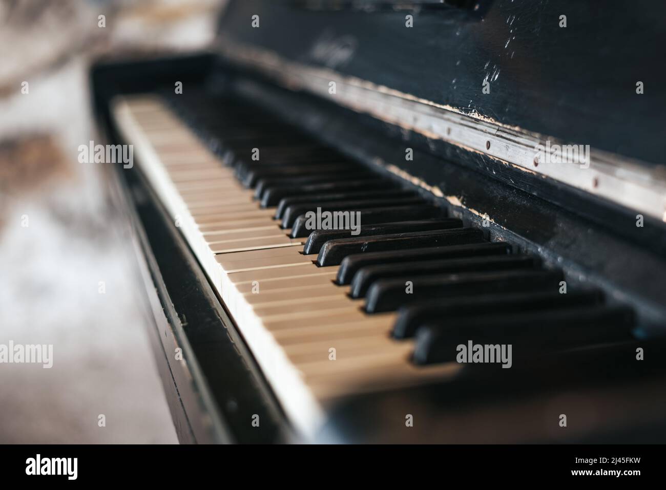 Vintage piano keys in dramatic lighting Stock Photo Alamy
