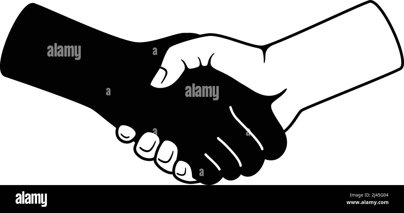 Shaking hands, white background, vector illustration Stock Vector