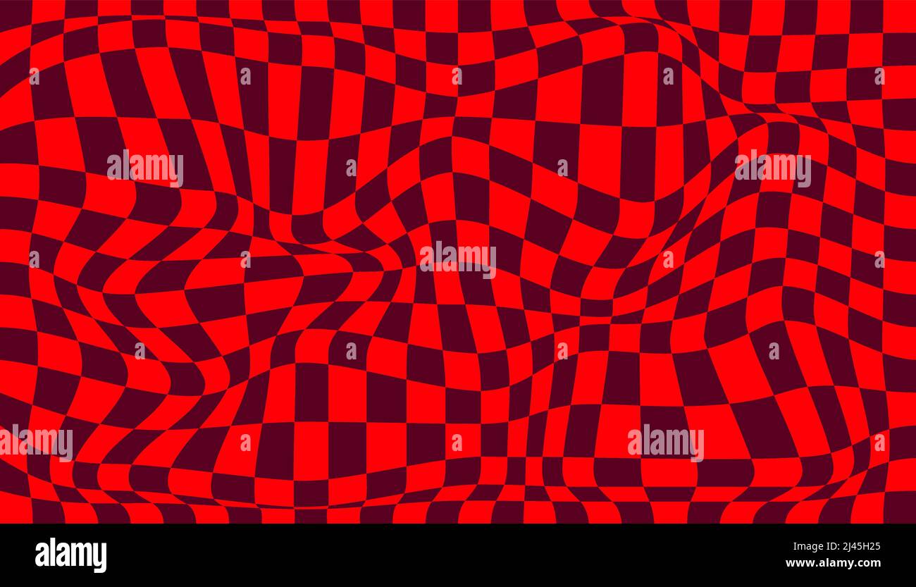Checkered background with distorted squares. Abstract banner with ...