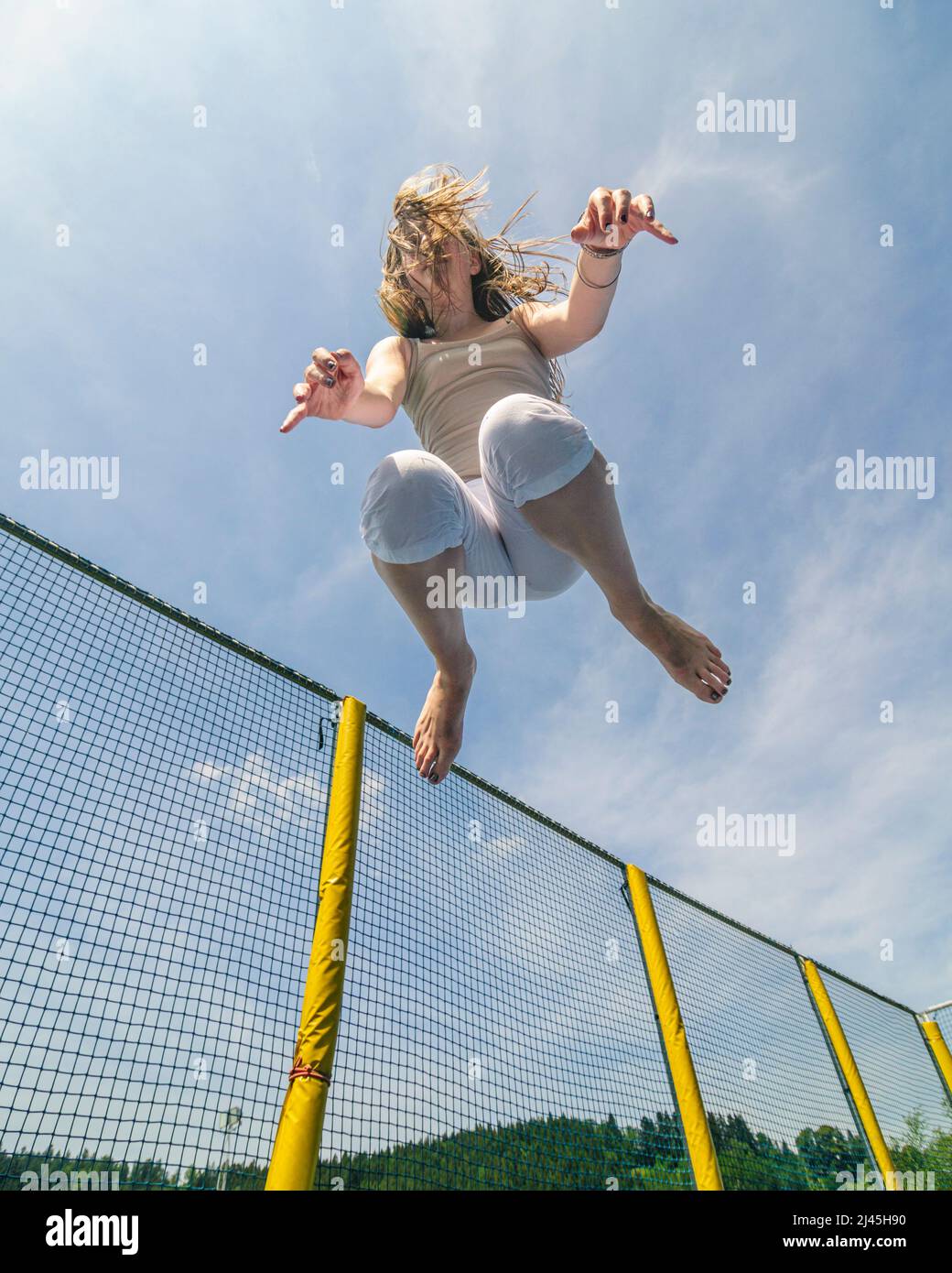 Fun on the trampoline trains agility, coordination skills, balnace