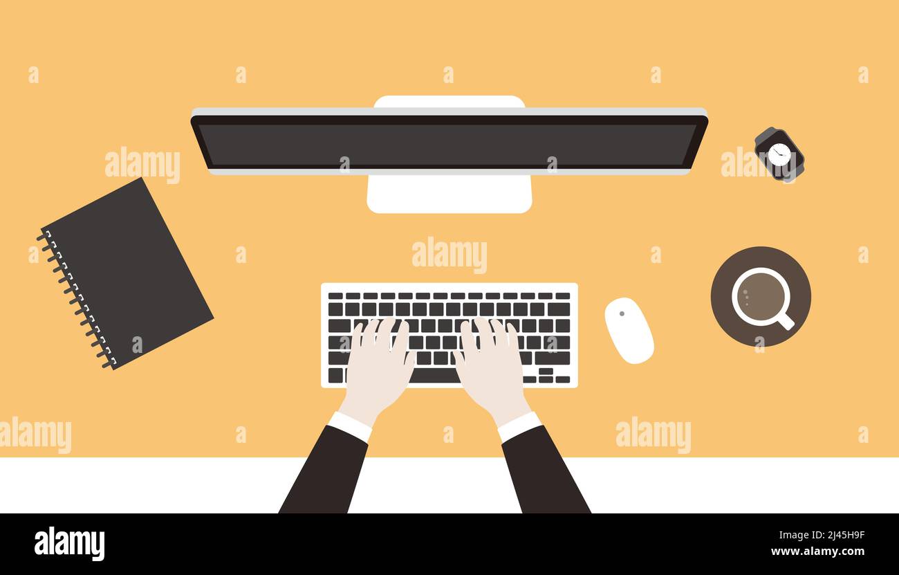 Business man using the computer, vector illustration Stock Vector Image ...