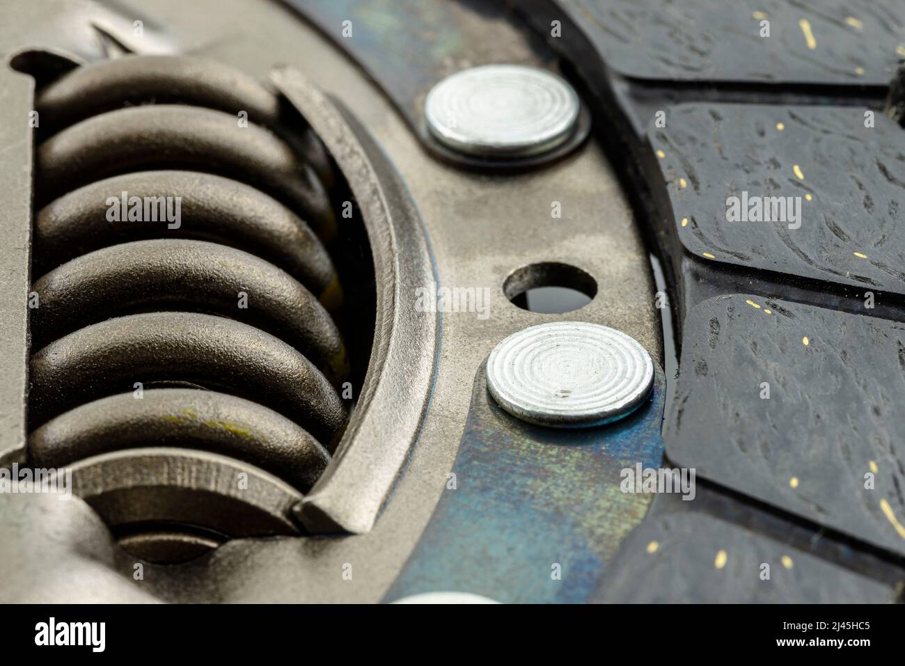 Used car clutch with damper springs and friction linings, isolated on a