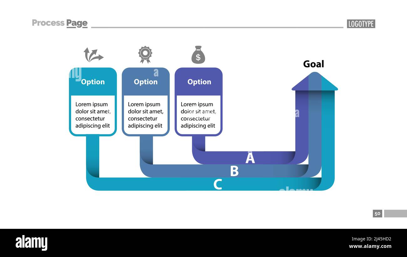 Three Options Arrow Chart Slide Template. Business data. Creative ...