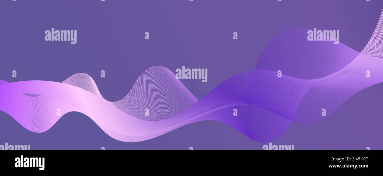 Fluid 3d background with smooth lines. Gradient blend, wide abstract banner with waves. Futuristic  modern linear pattern. Technology vector concept Stock Vector