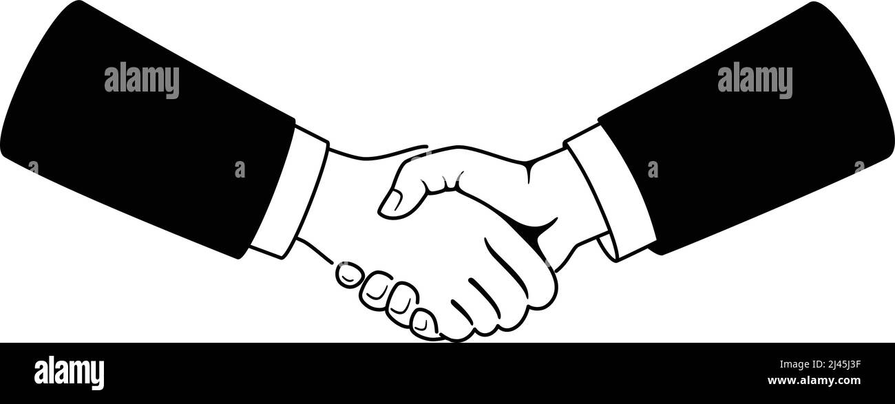 Businessmen shaking hands, white background, vector illustration Stock Vector