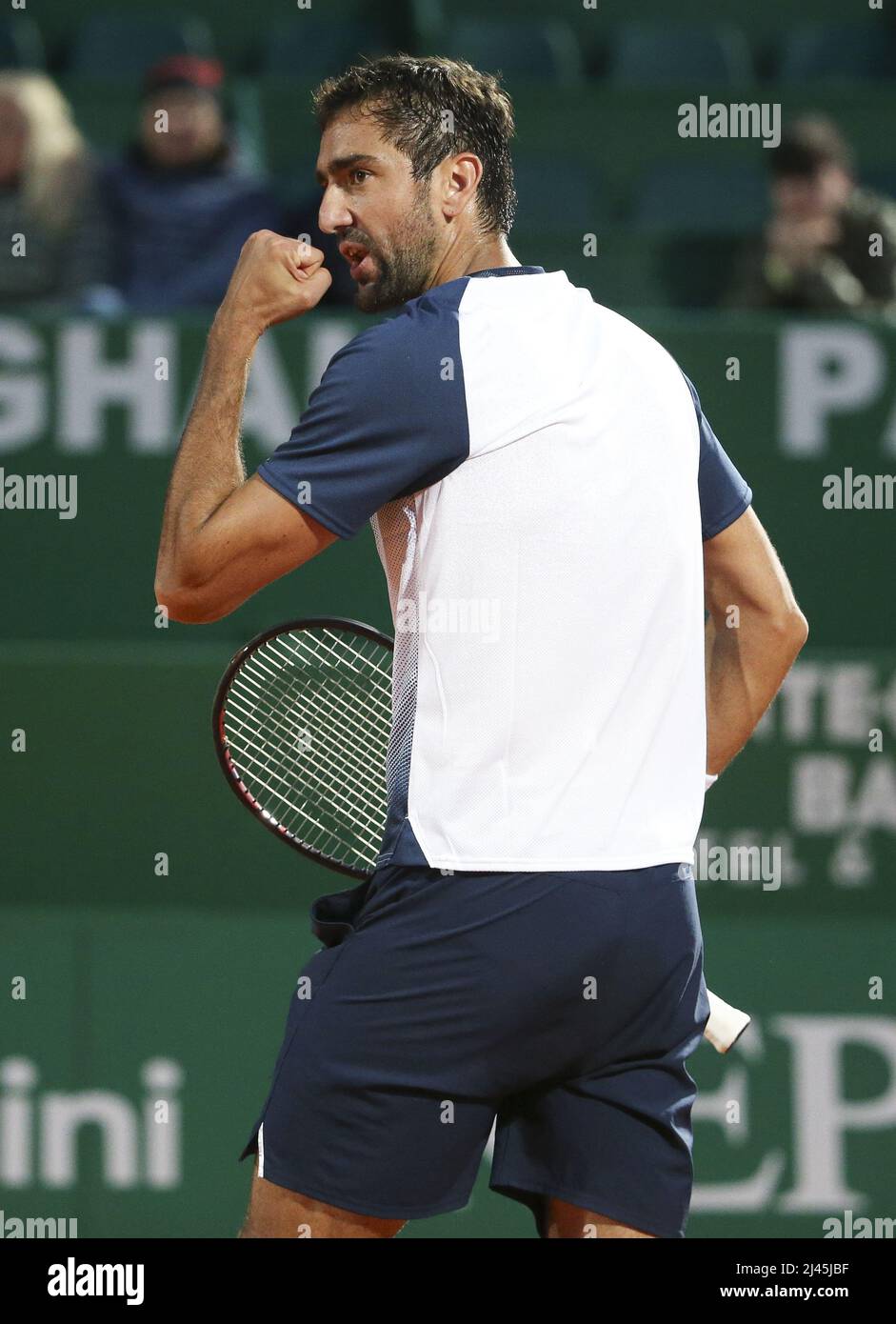 Marin Cilic of Croatia during day 2 of the Rolex Monte-Carlo Masters 2022,  an ATP Masters 1000 tennis tournament on April 11, 2022, held at the Monte- Carlo Country Club in Roquebrune-Cap-Martin, France -