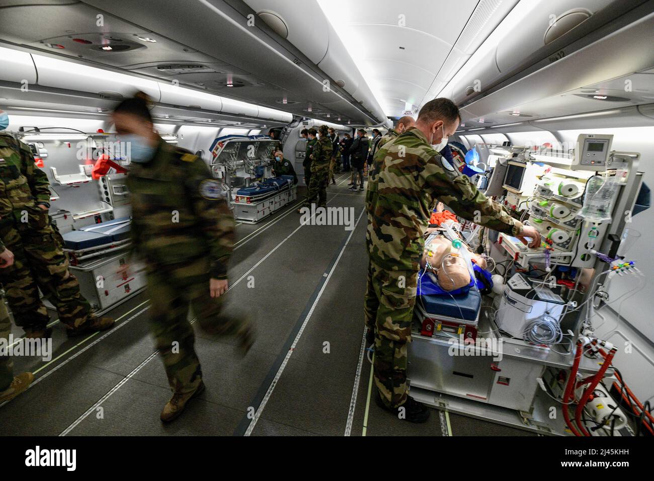 A330 Phenix of the French Air and Space Force at the Evreux-Fauville Air Base (or BA 105) on the occasion of a casualty evacuation training on Novembe Stock Photo