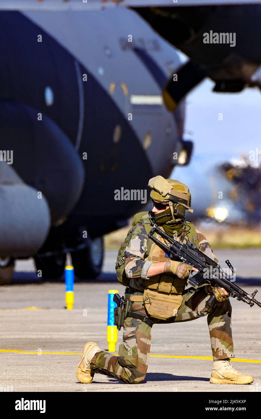 Presentation of the equipments and missions of the French Air and Space Force at the Evreux-Fauville Air Base (or BA 105) on 2021/11/10 Stock Photo