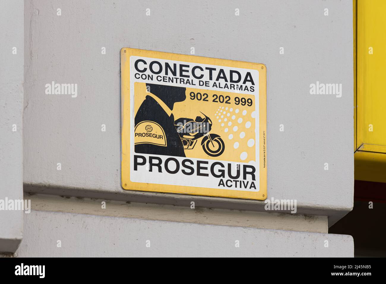 VALENCIA, SPAIN - APRIL 07, 2022: Prosegur is a multinational security company, headquartered in Madrid, Spain Stock Photo