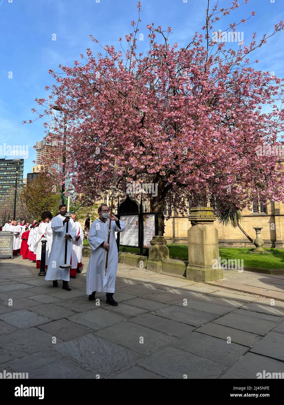 Easter Walk at Manchester Cthedral Stock Photo