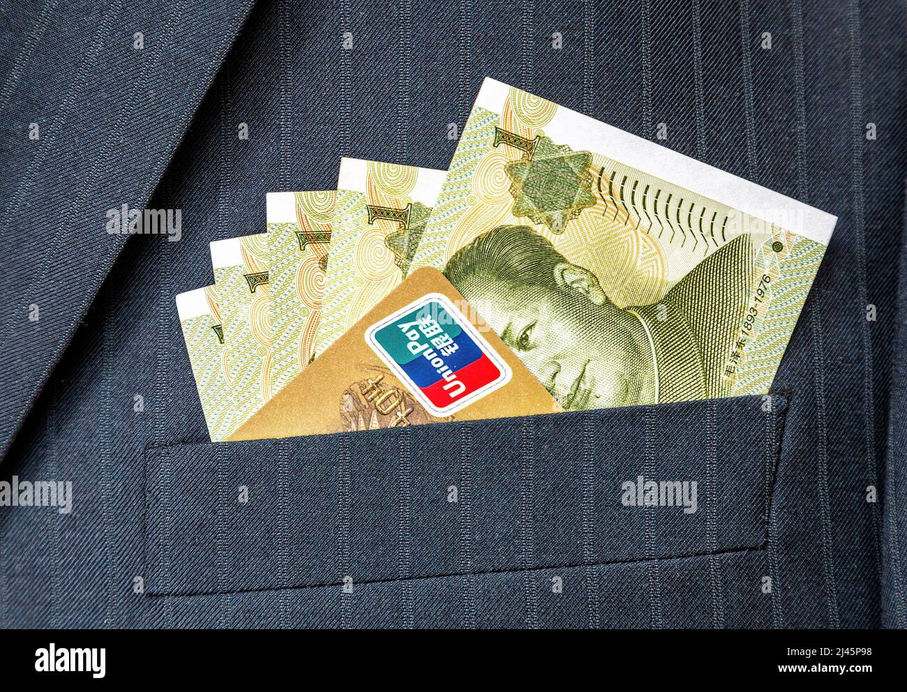 Moscow, Russia January 21, 2022 Banknotes of Chinese currency and