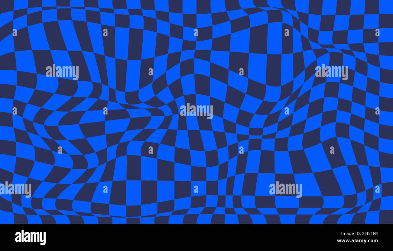 Checkered background with distorted squares. Abstract banner with ...