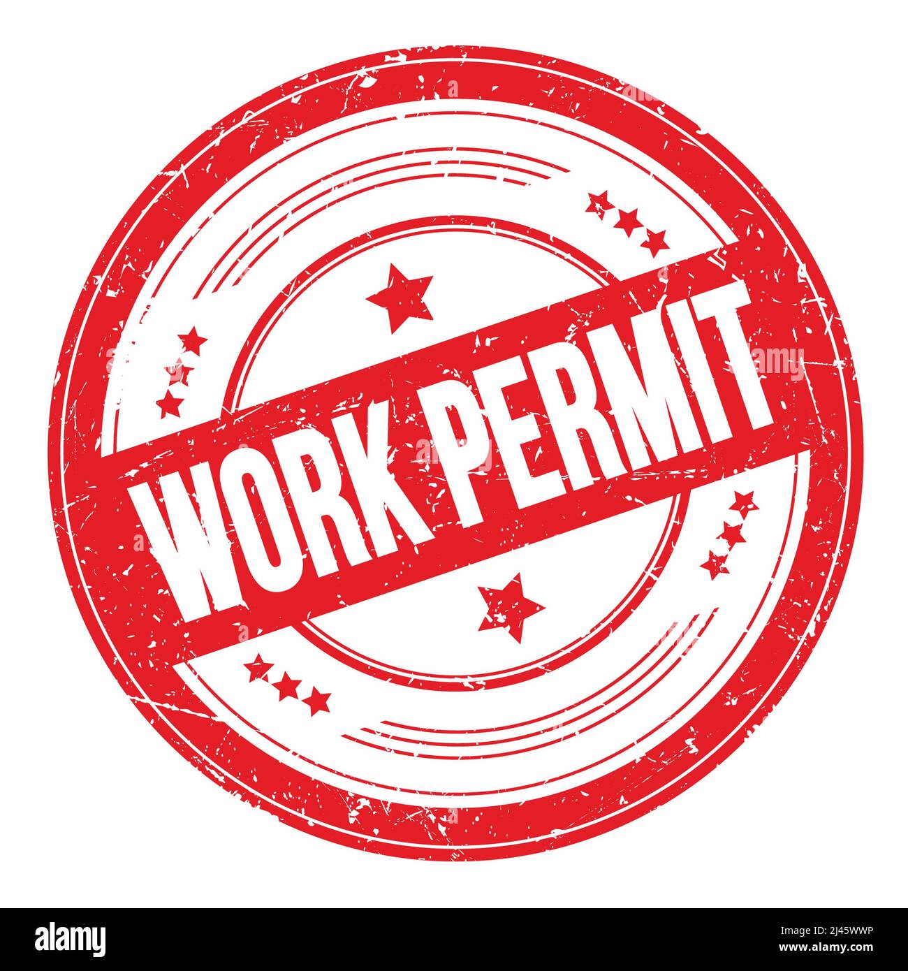 WORK PERMIT text on red round grungy texture stamp Stock Photo - Alamy
