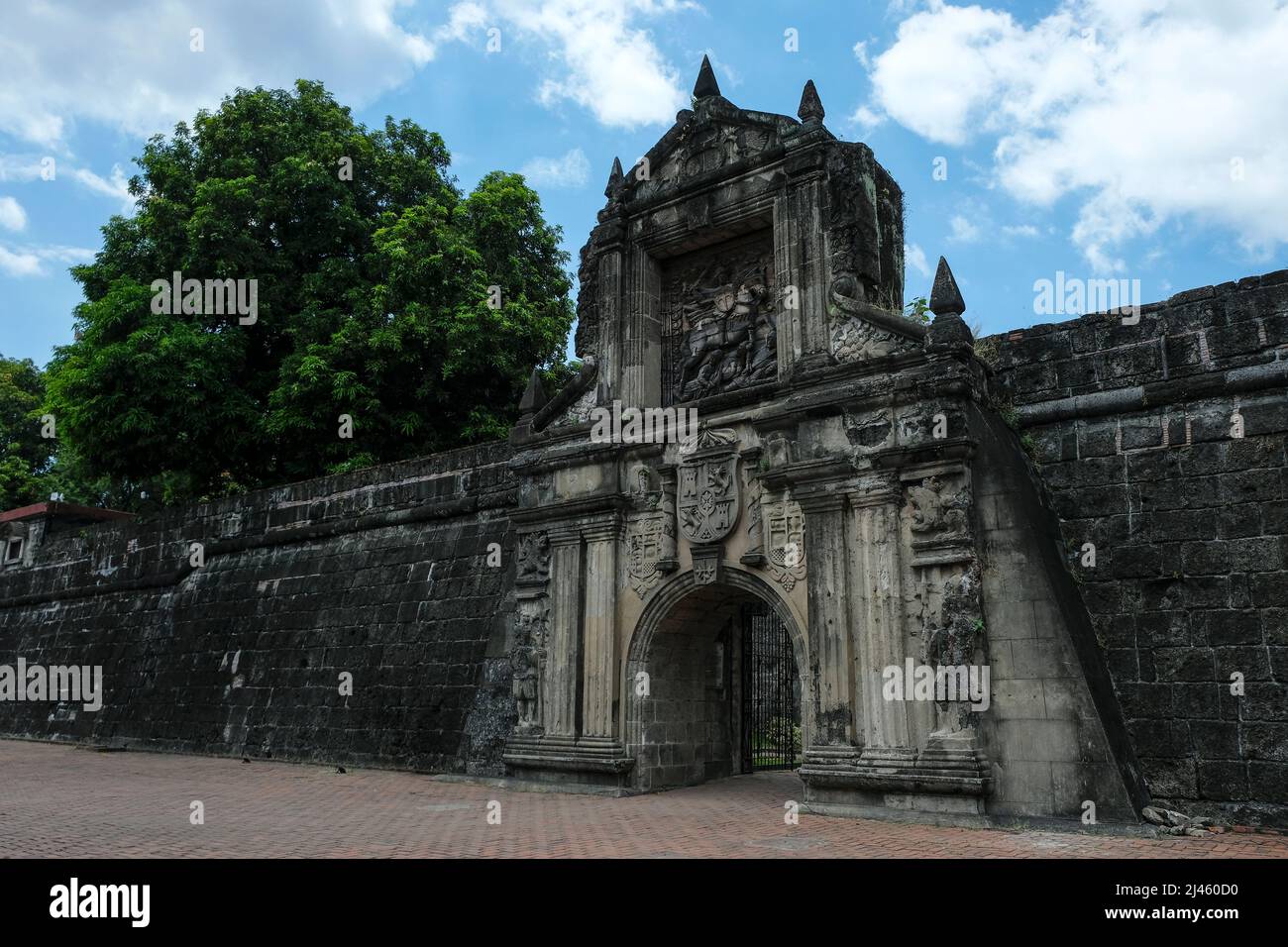 Fort Santiago Gate in Intramuros, Manila, Philippines. The defense fortress is located in Intramuros, the walled city of Manila. Stock Photo