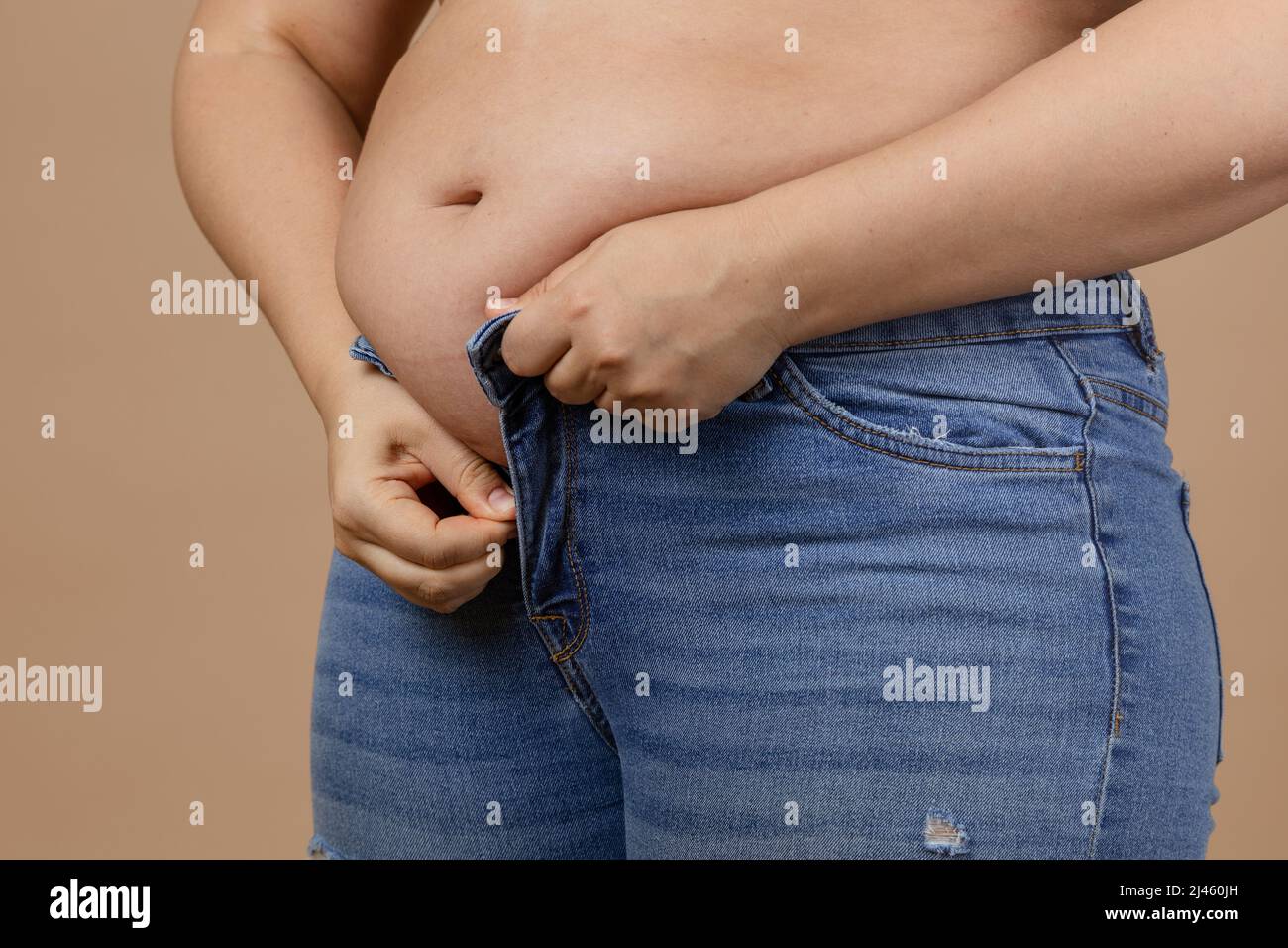 Overweight woman tight jeans body hi-res stock photography and images -  Alamy