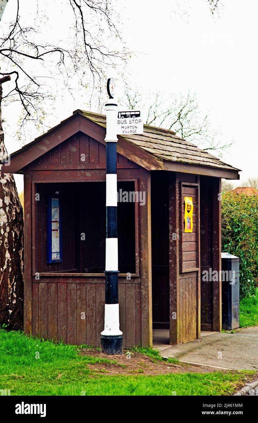 Bus Stop, Murton Village, North Yorkshire, England Stock Photo