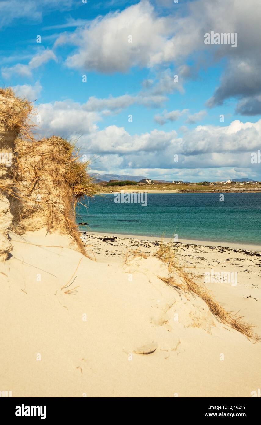 Beautiful view on Gurteen Beach, Public beach in Roundstone with whitesand beach and calm water