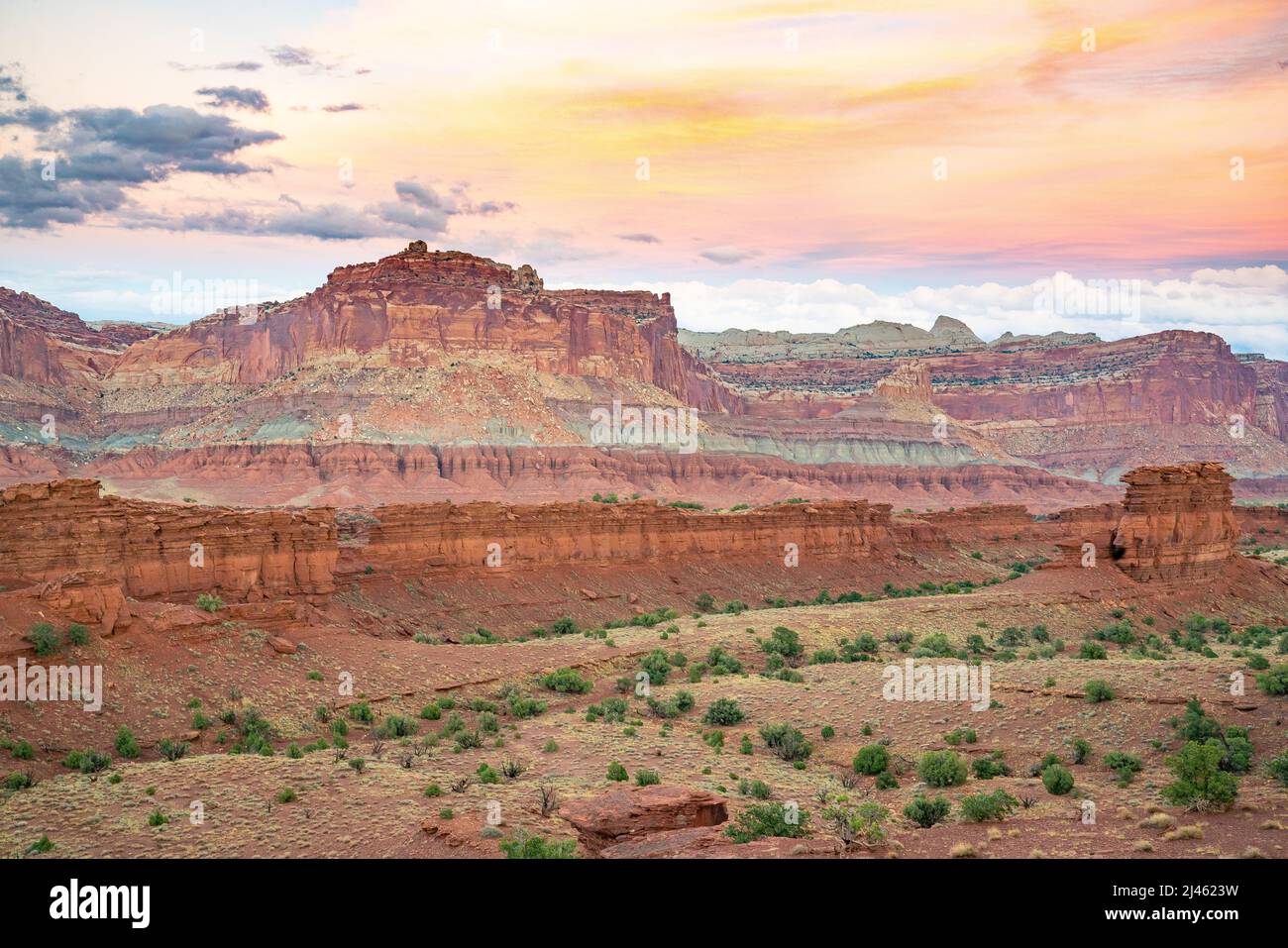 Sunset along Scenic Drive in Capitol Reef National Park, Utah Stock Photo