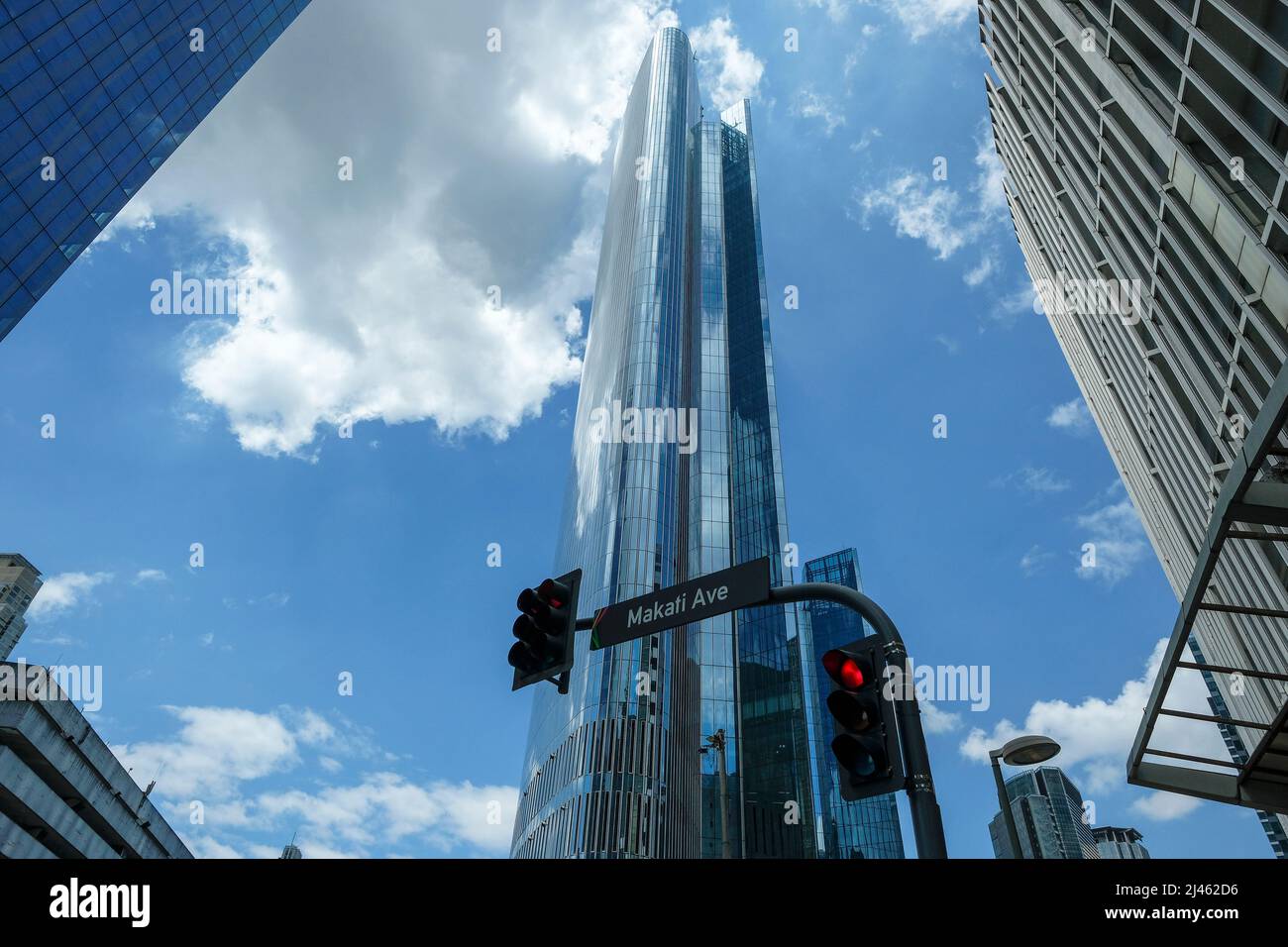 Makati, Philippines - March 2022: Skyscrapers on Makati Avenue on March 26, 2022 in Makati City, Metro Manila, Philippines. Stock Photo