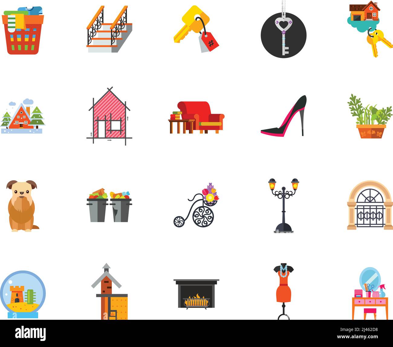 Domesticity icon set. Can be used for topics like home, household, dwelling, design Stock Vector