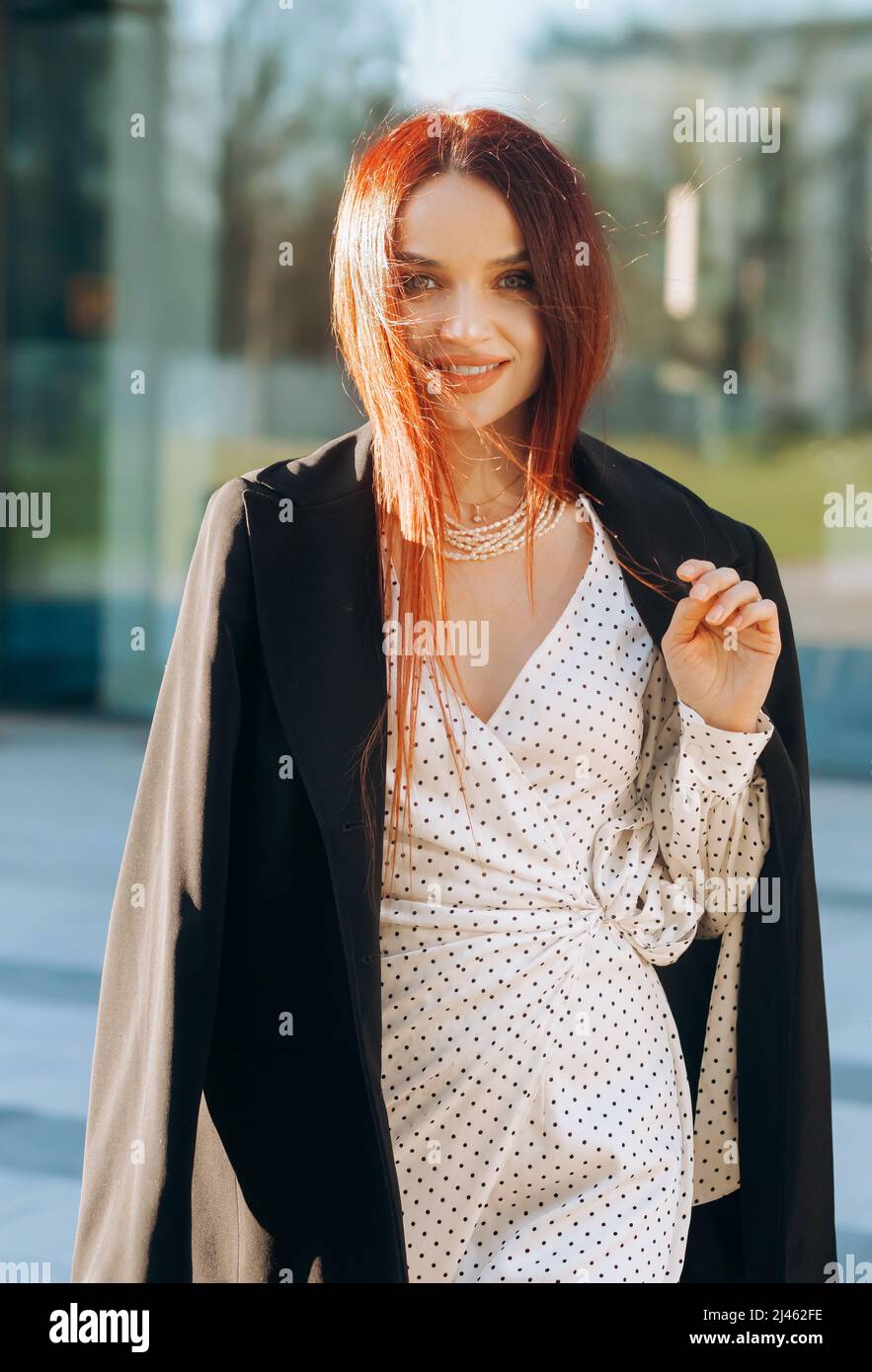black and white dress with red jacket Red Coat with Black and White Dress Outfits (13 ideas & outfits)