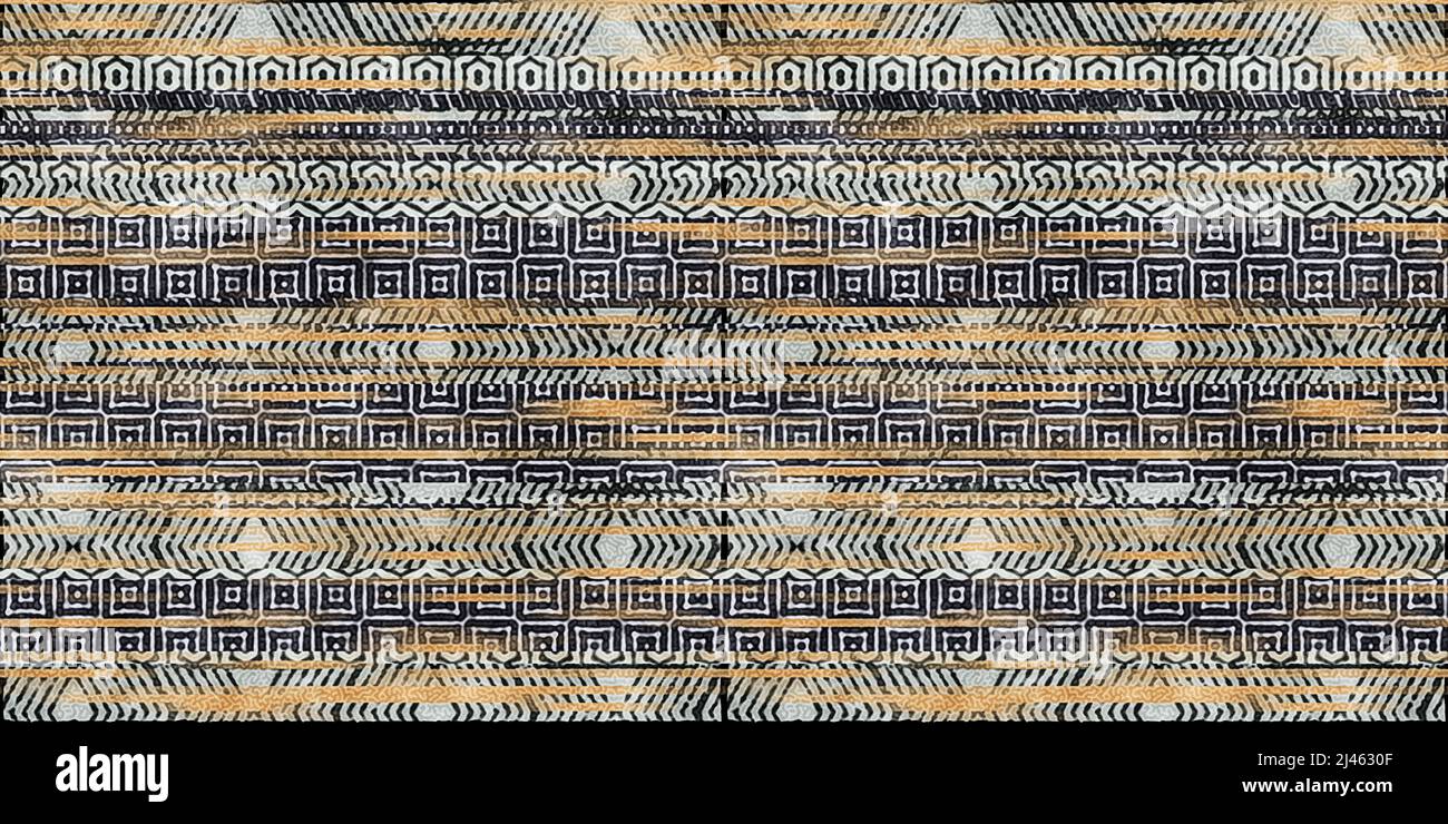 Seamless tribal ethnic stripe grungy border surface pattern design for ...