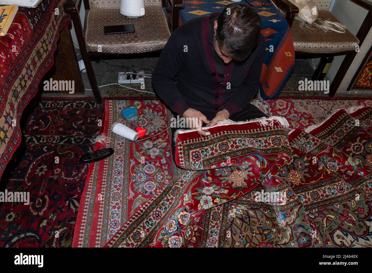 Carpet and model Stock Photo