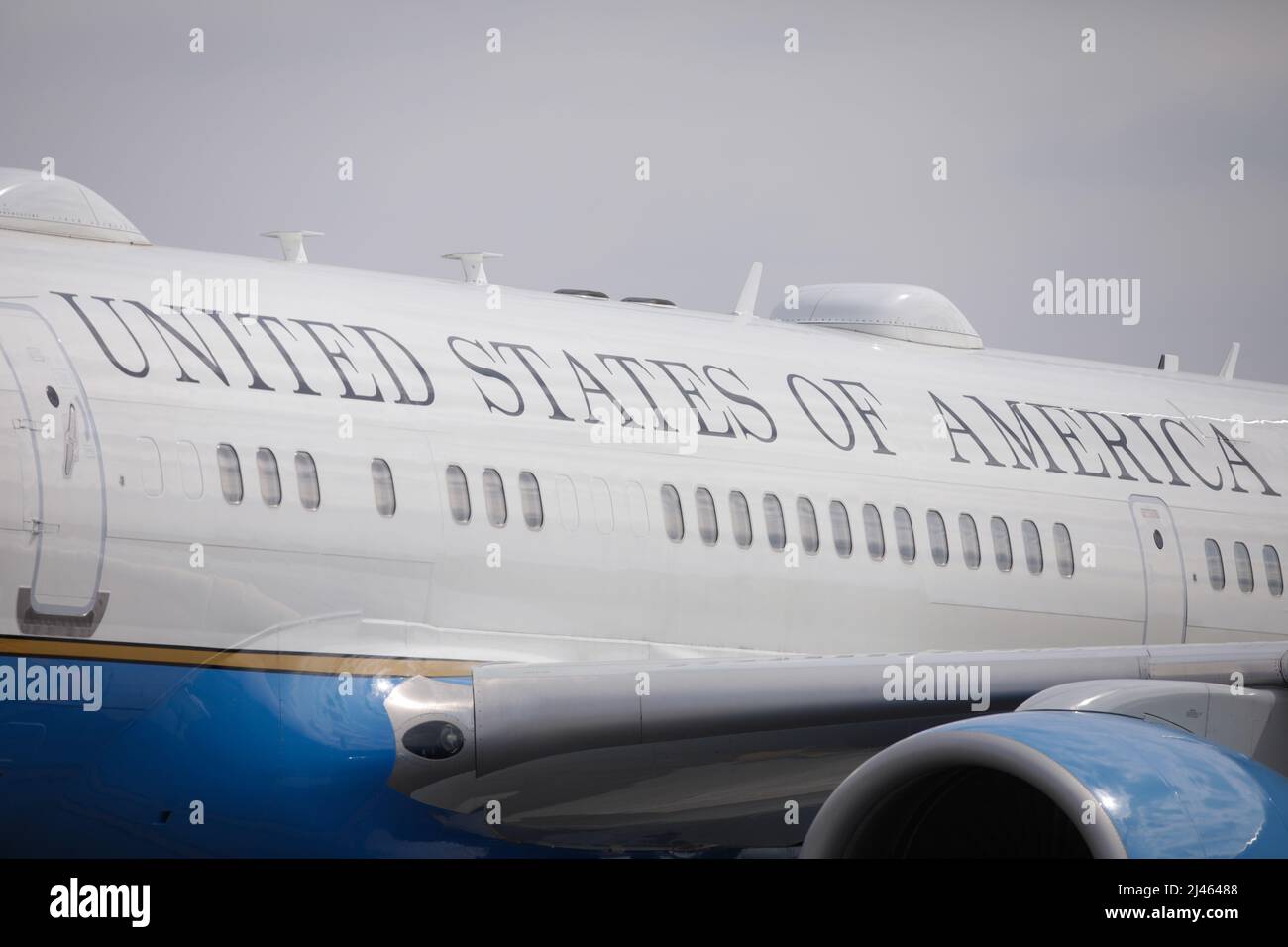 Otopeni, Romania - March 11, 2022: Air Force 2 plane, the United States Air Force aircraft carrying the U.S. vice president. Stock Photo