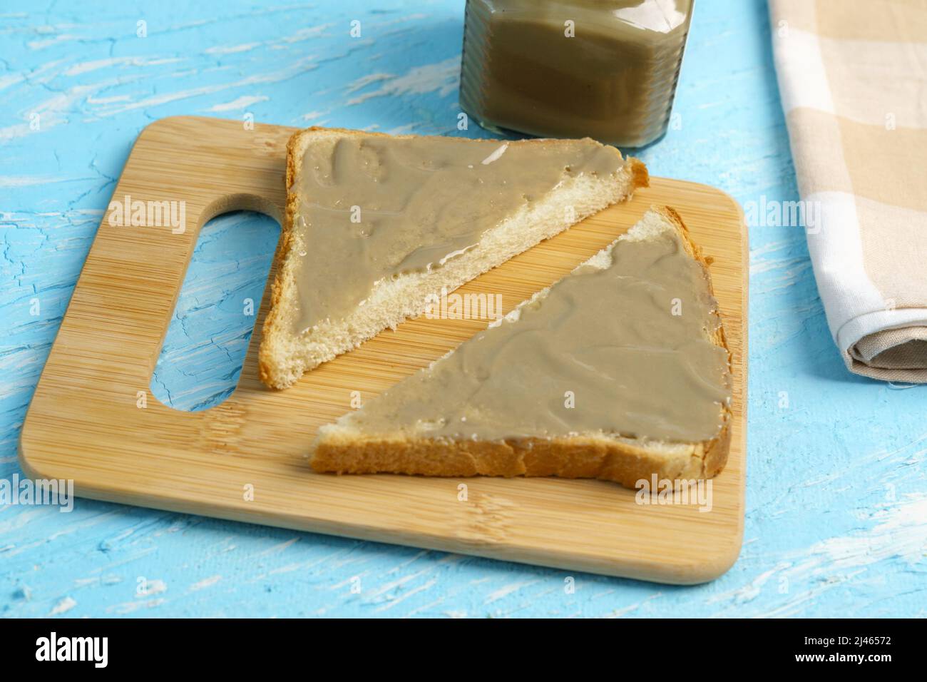 Homemade sunflower seed spread with seeds. Hypoallergenic alternative