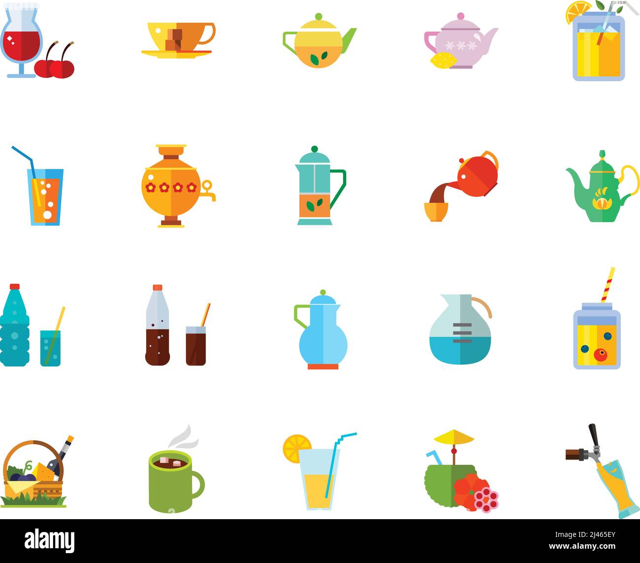 Drinks icon set. Can be used for topics like cafe, break, beverage, store, meal Stock Vector