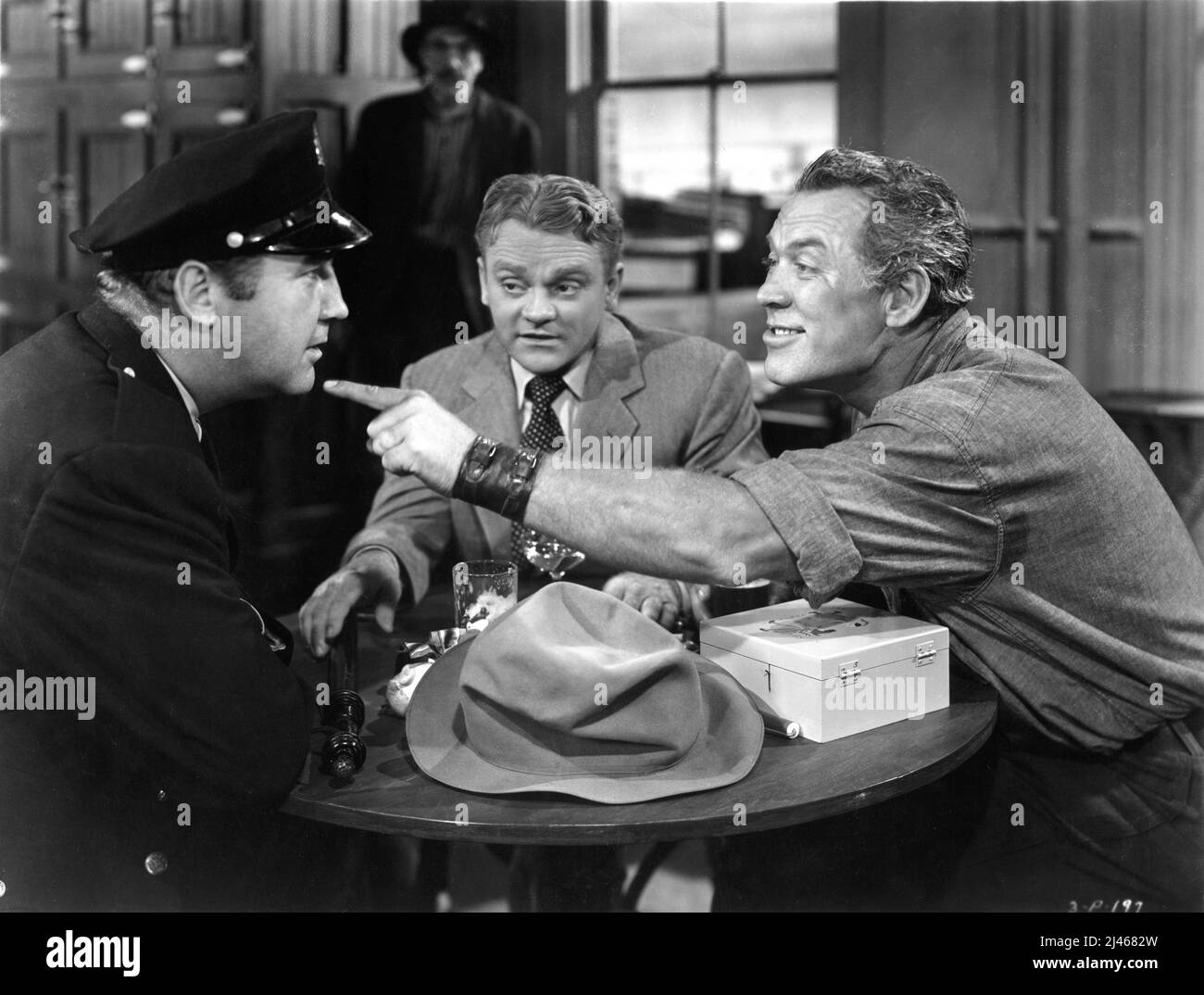 BRODERICK CRAWFORD JAMES CAGNEY and WARD BOND in THE TIME OF YOUR LIFE 1948 director H.C. POTTER Pulitzer Prize play William Saroyan adaptation Nathaniel Curtis William Cagney Productions / United Artists Stock Photo