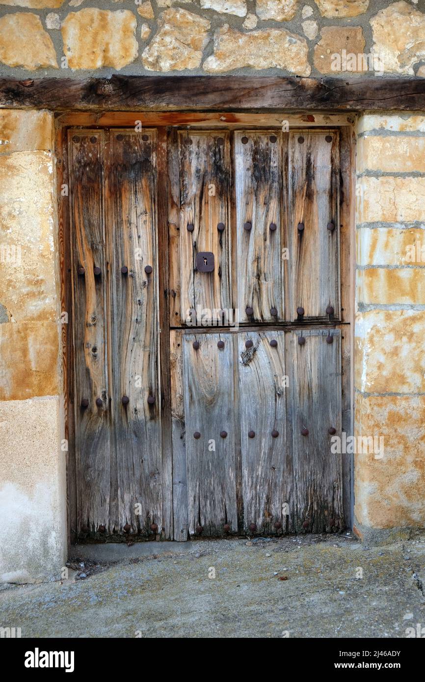 One of the beautiful doors on the buildings of Venialbo, Zamora, Castile and León, Spain Stock Photo