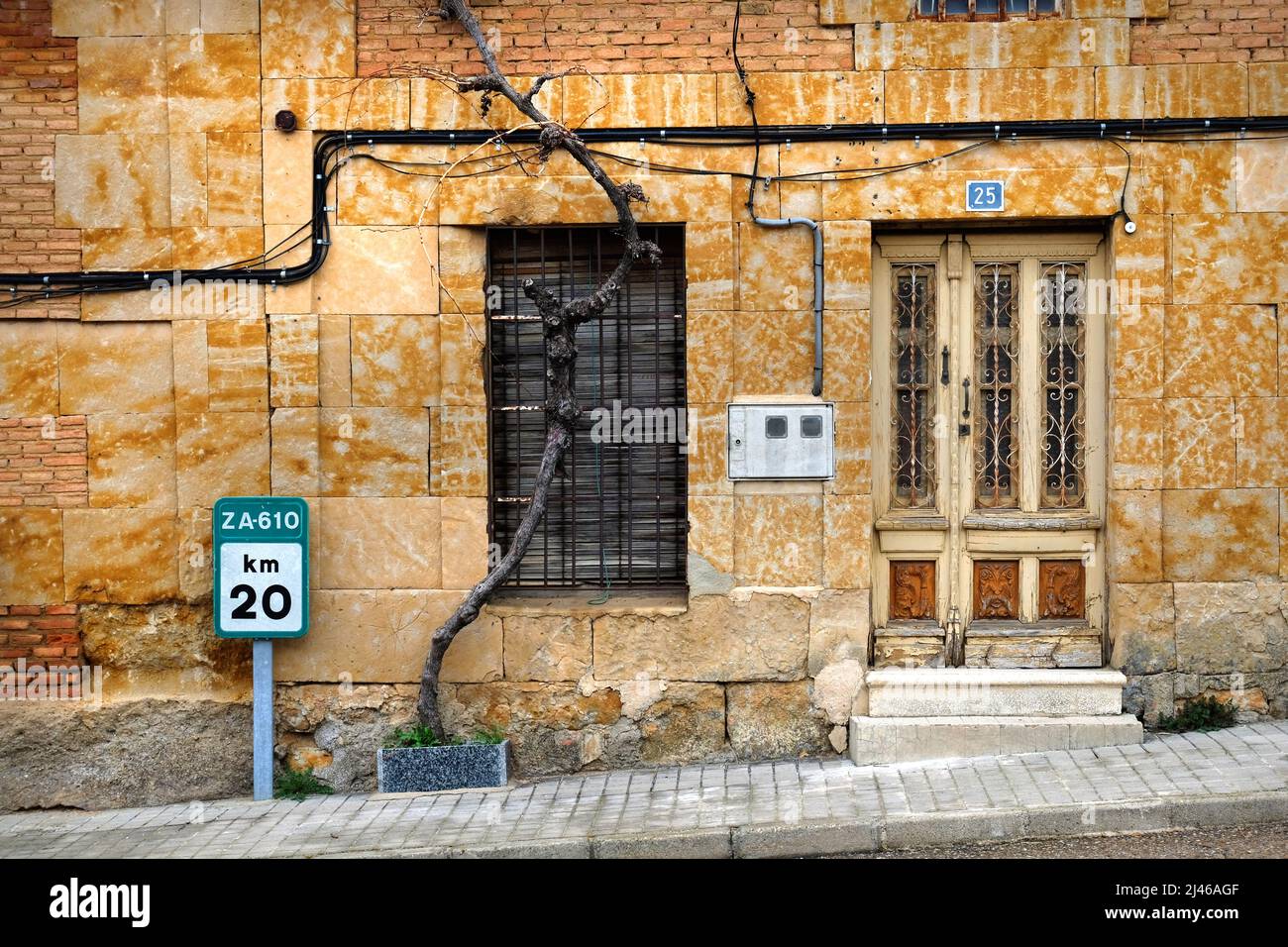 One of the beautiful doors on the buildings of Venialbo, Zamora, Castile and León, Spain. Stock Photo