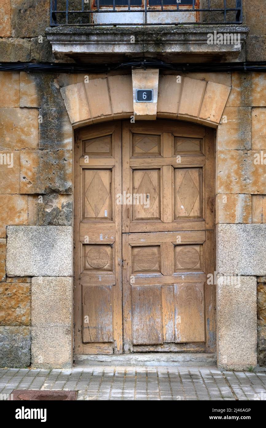 One of the beautiful doors on the buildings of Venialbo, Zamora, Castile and León, Spain Stock Photo