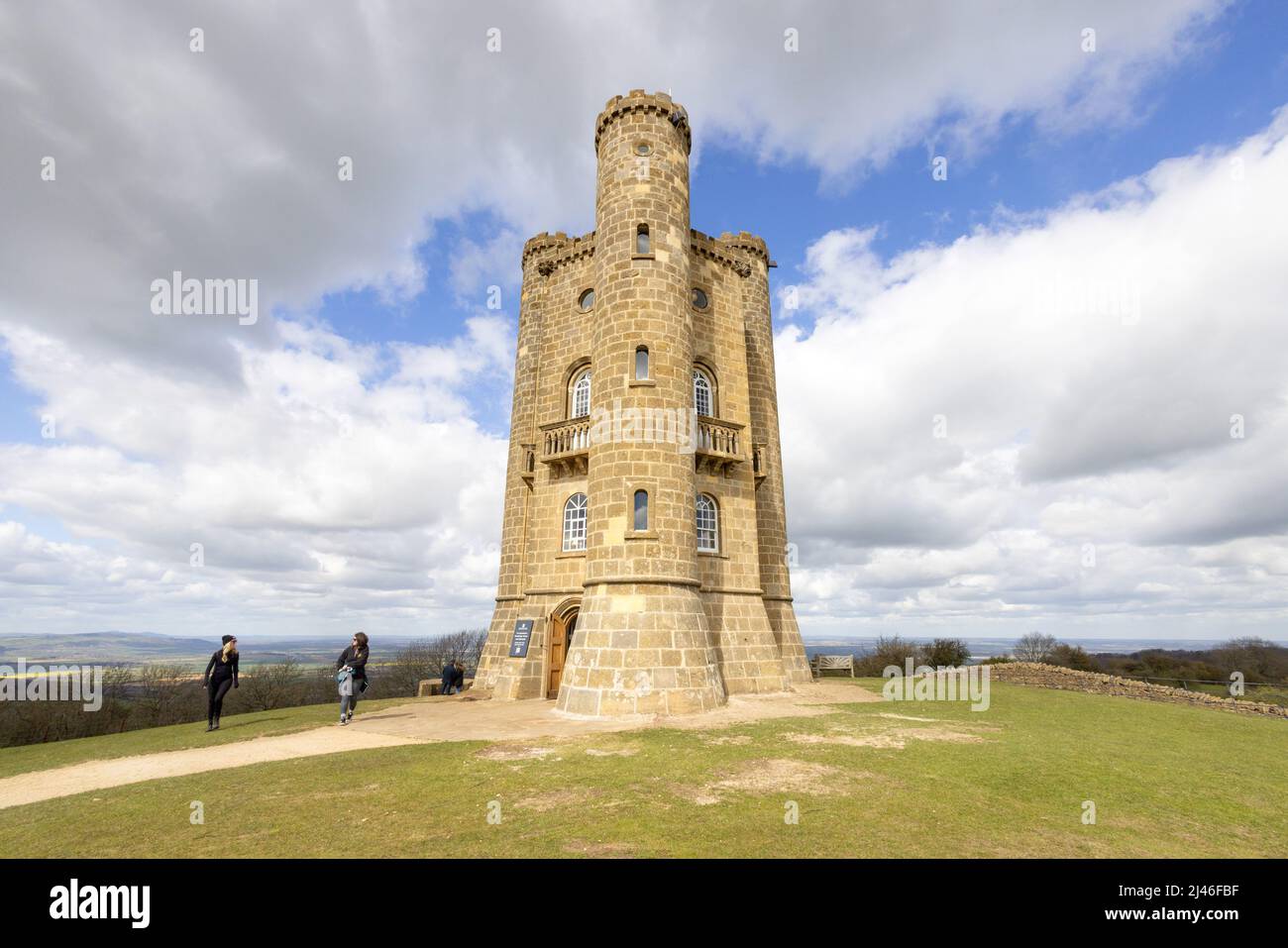 Broadway Tower, an 18th century folly ion the Cotswold Way path outside