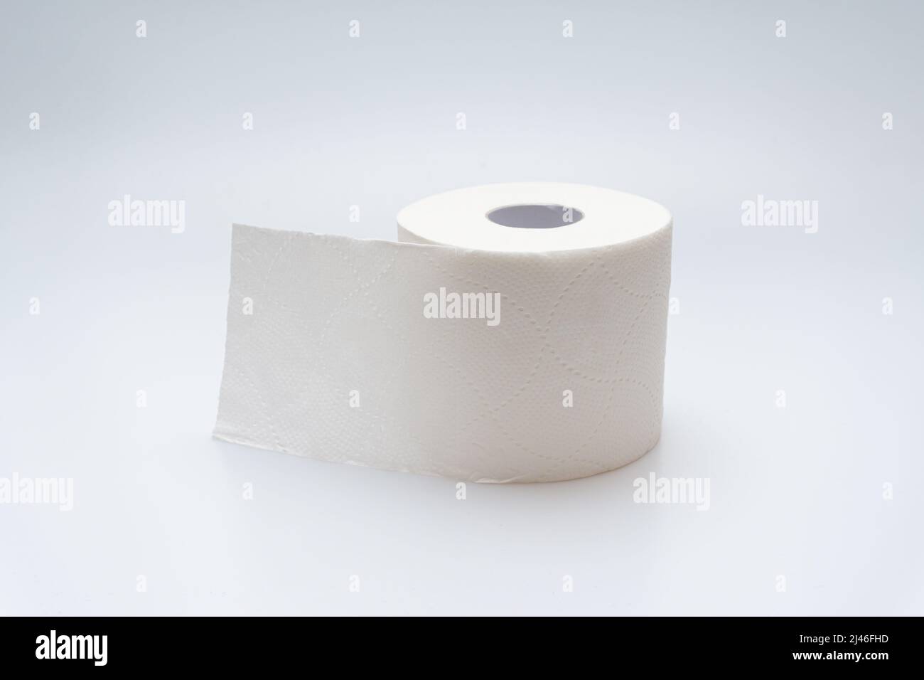 Cleanliness and hygiene toilet paper concept on white background Stock ...