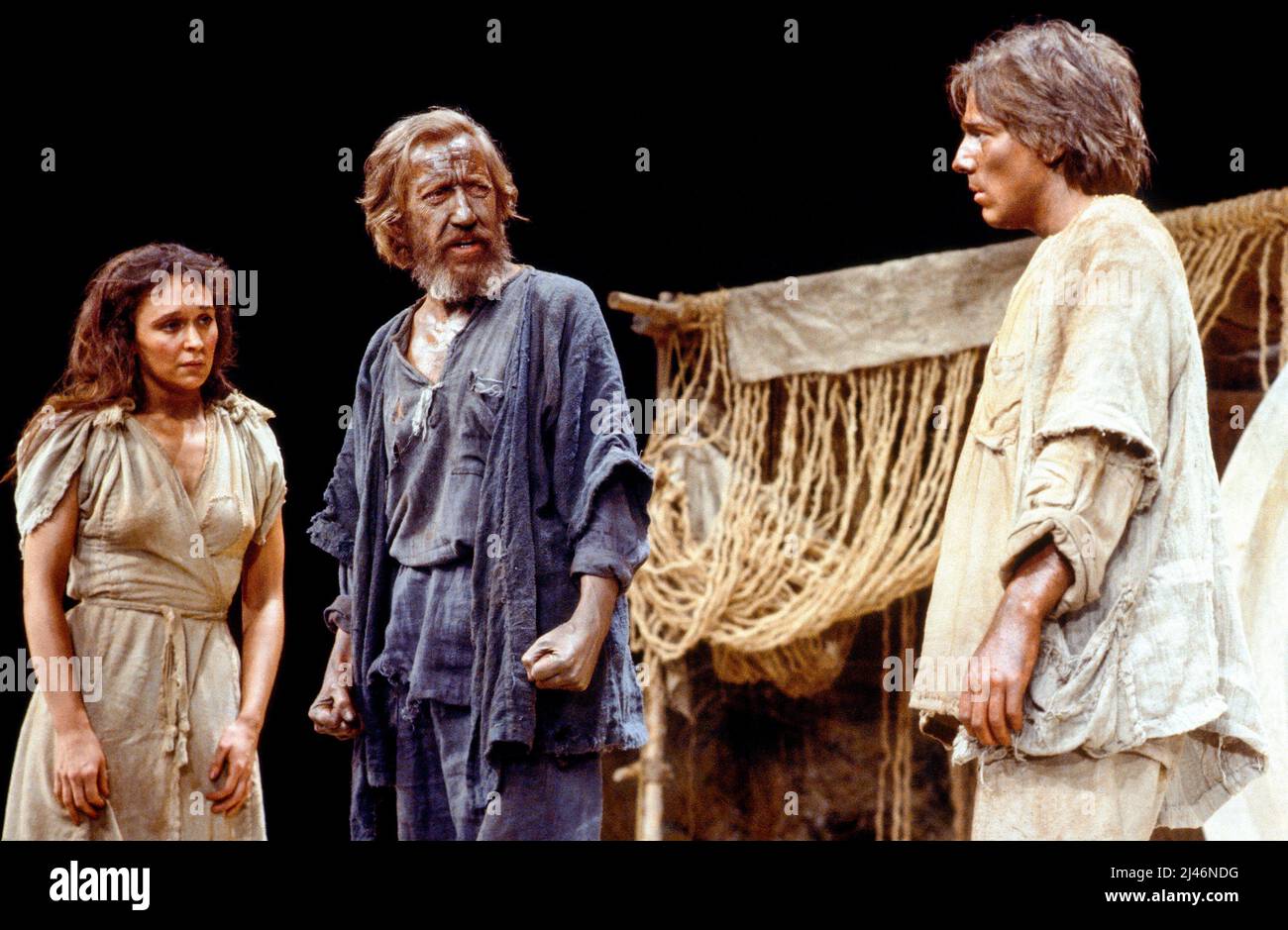 l-r: Kay Adshead (Molly Gromer), Leonard Maguire (Jack Gromer), Billy McColl (Will Gromer) in THEE AND ME by Philip Martin at the Lyttelton Theatre, National Theatre (NT), London SE1  26/02/1980  set design: Sue Plummer  costumes: Lindy Hemming  lighting: Gerry Jenkinson  director: Michael Rudman Stock Photo