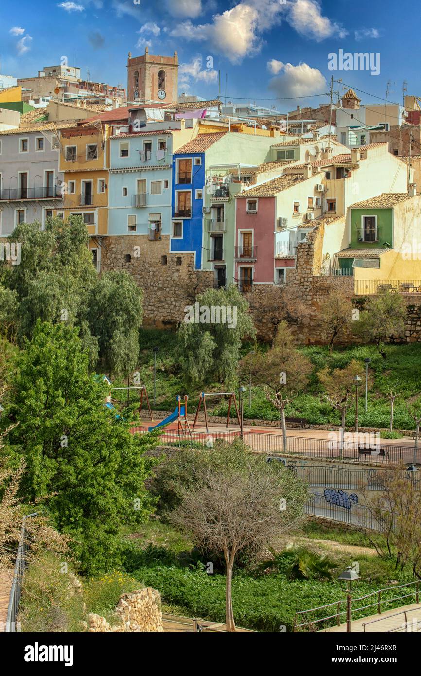 Colourful houses in the tourist of La Vila Joiosa, Costa Dorada