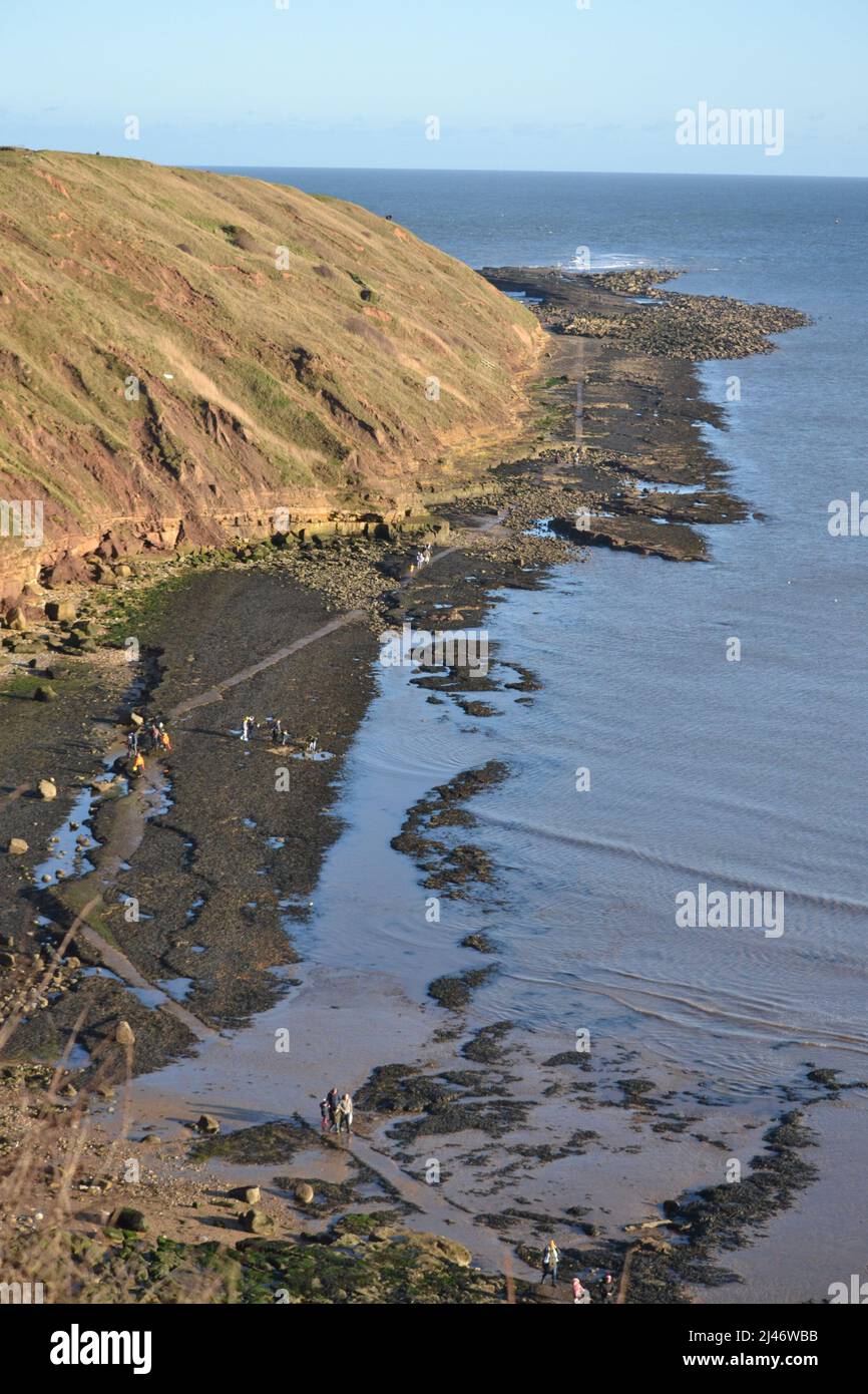 Filey Brigg On A Calm Peaceful Day - Blue Sky - Tourist Destination + Holiday Resort In North Yorkshire - UK Stock Photo