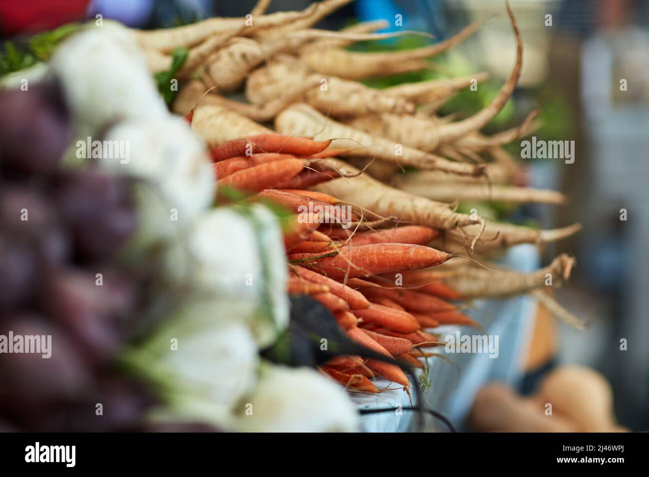 Sourced fresh from the farmers market. Shot of fresh produce in a grocery store. Stock Photo