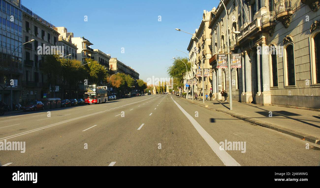 Panoramic view of Avenida del Marquès de l'Argentera Barcelona, Catalunya, Spain, Europe Stock Photo