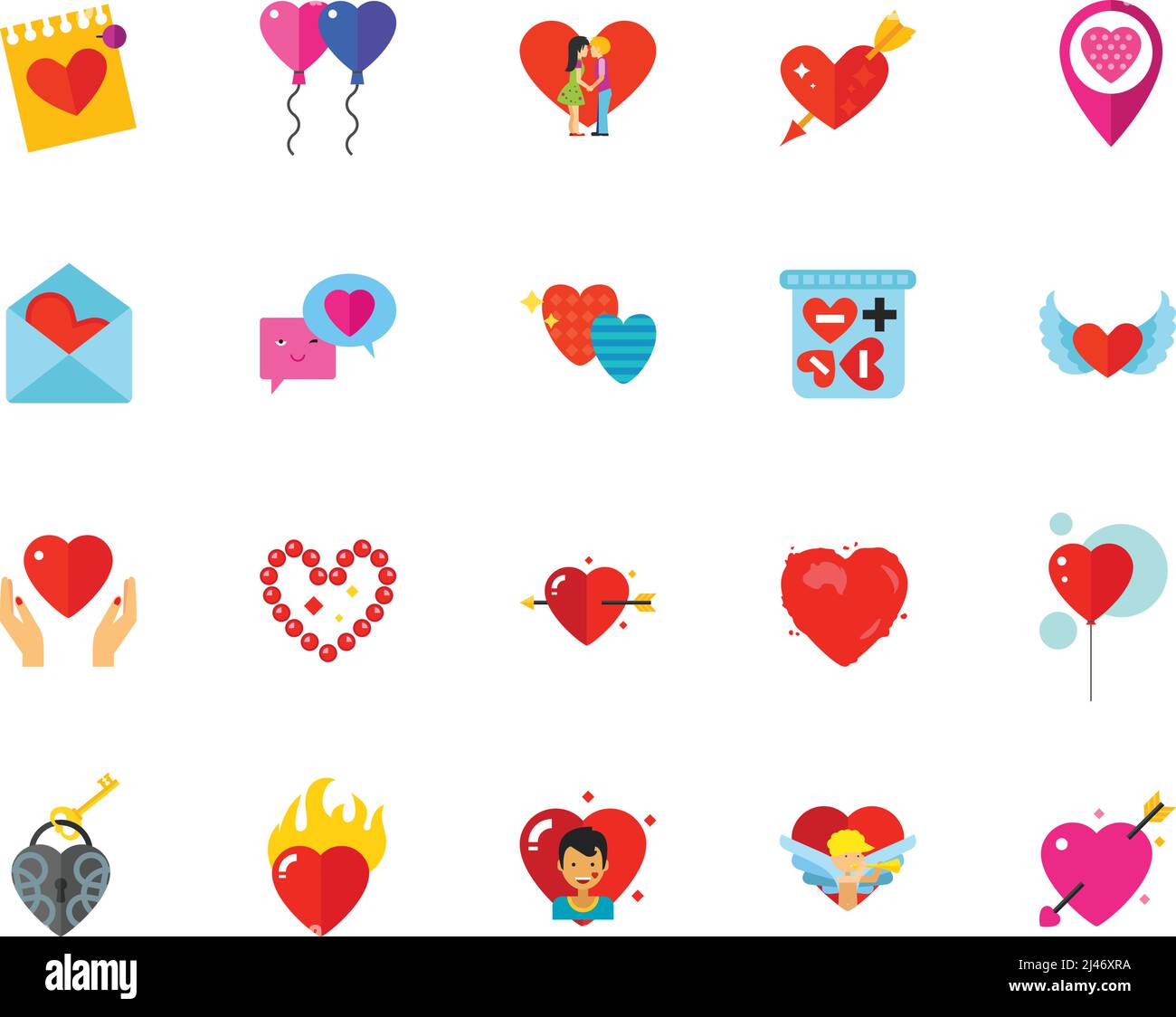 St. Valentine Day icon set. Can be used for topics like holiday, love, passion, affection, relationships Stock Vector
