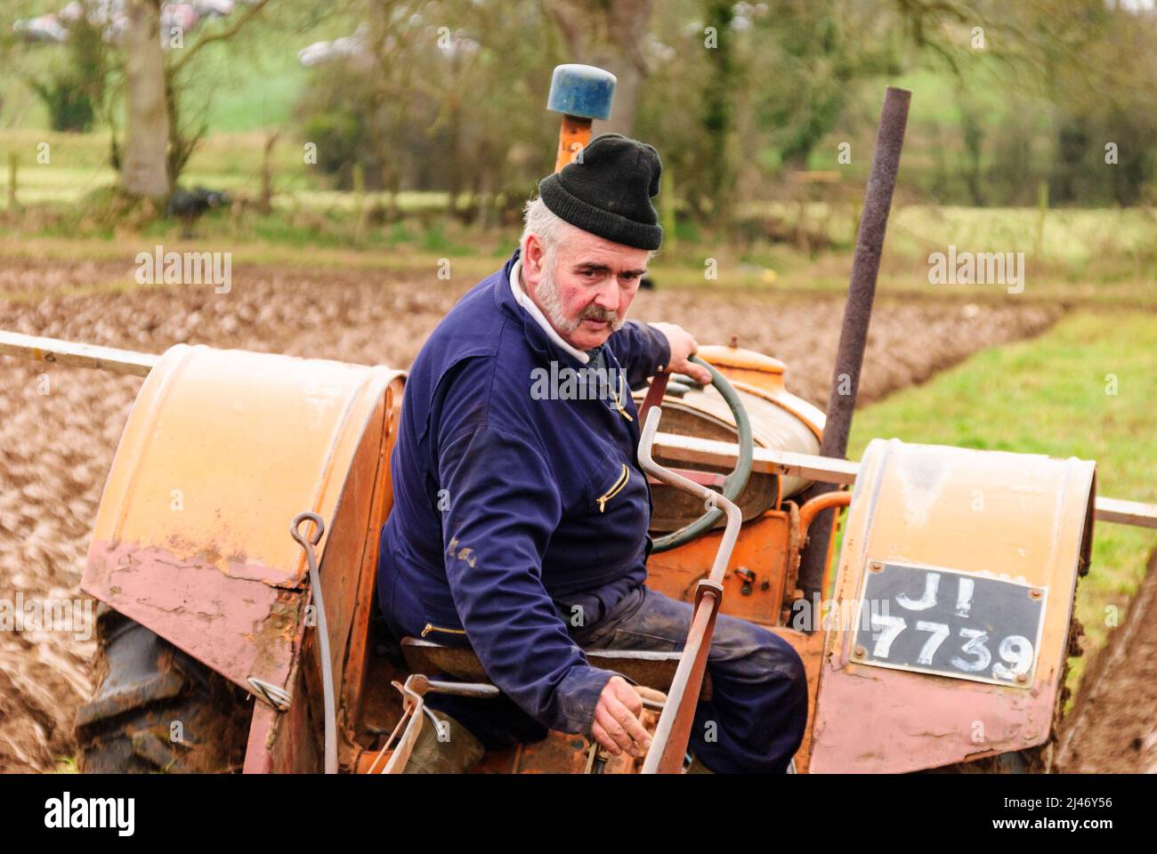 Gilford, Northern Ireland. 23rd February 2008. An elderly farmer drives