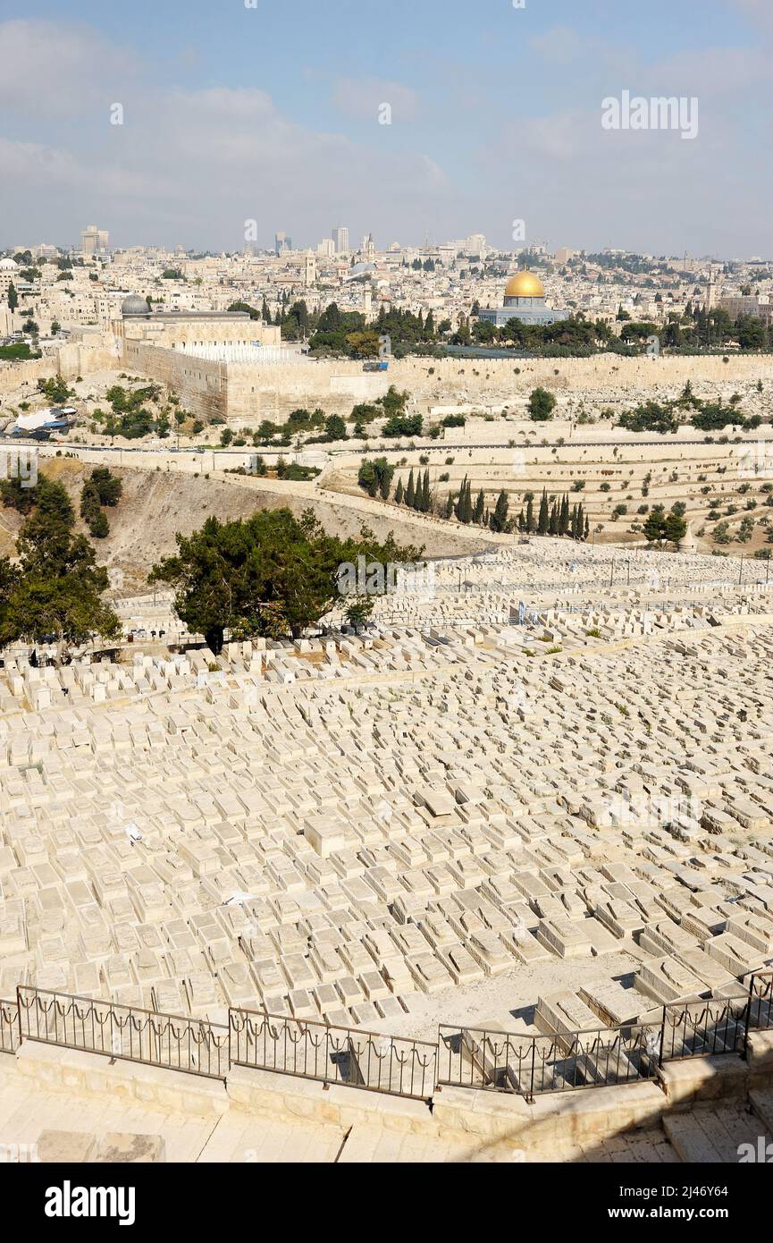 Jerusalem, View Of The Old City From The Mount Of Olives Stock Photo ...