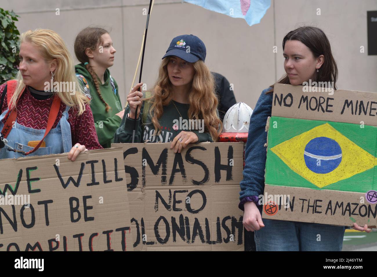 the climate activists xr  group took to the black rock hq following through to block london city roads 'Our reliance on fossil fuels is funding wars, Stock Photo