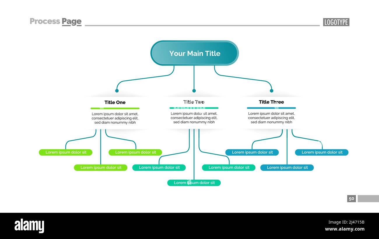 Tree chart with three elements. Flow diagram, graph, layout. Creative ...