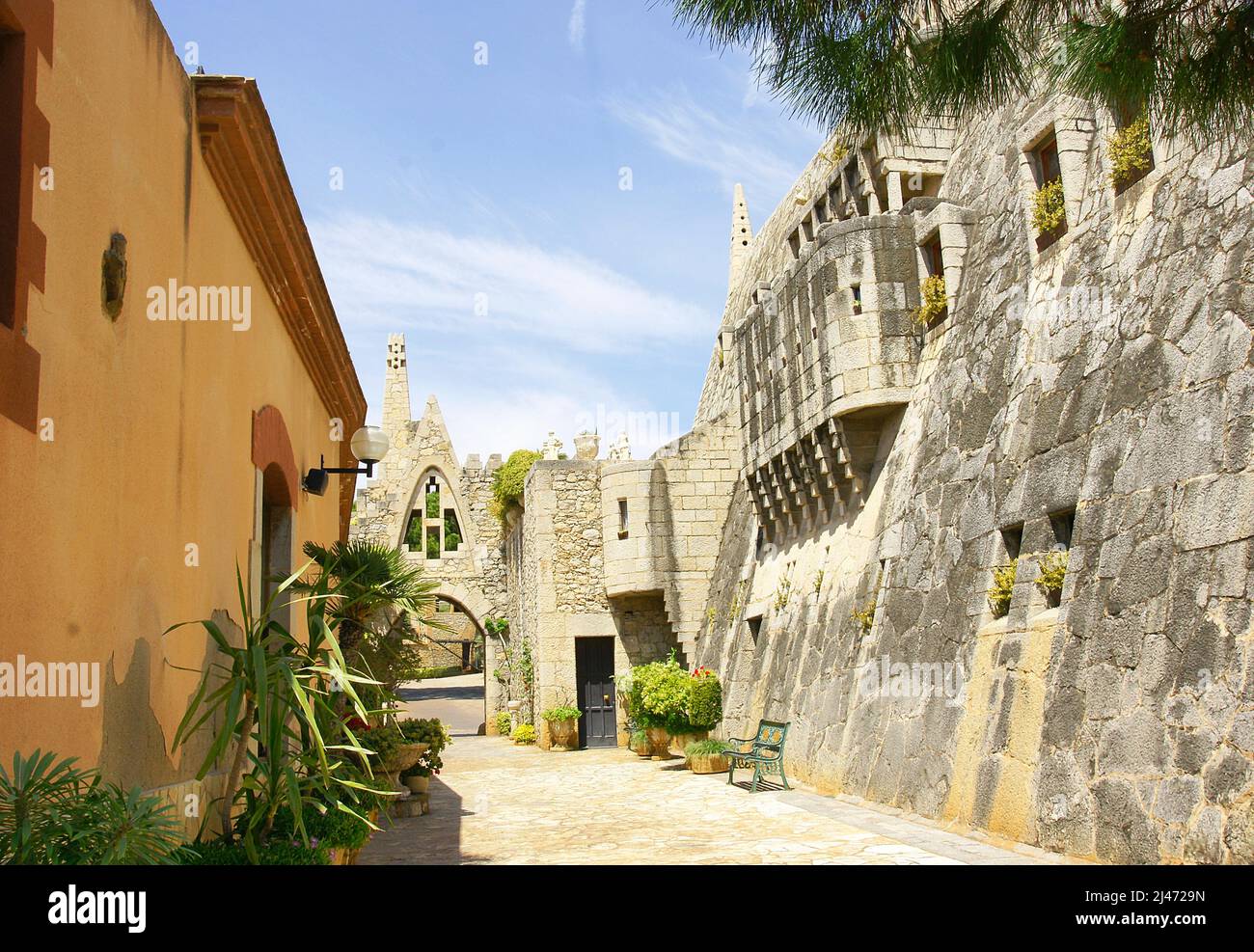 Architectural ensemble of the Bodegas Guell in El Garraf, Barcelona