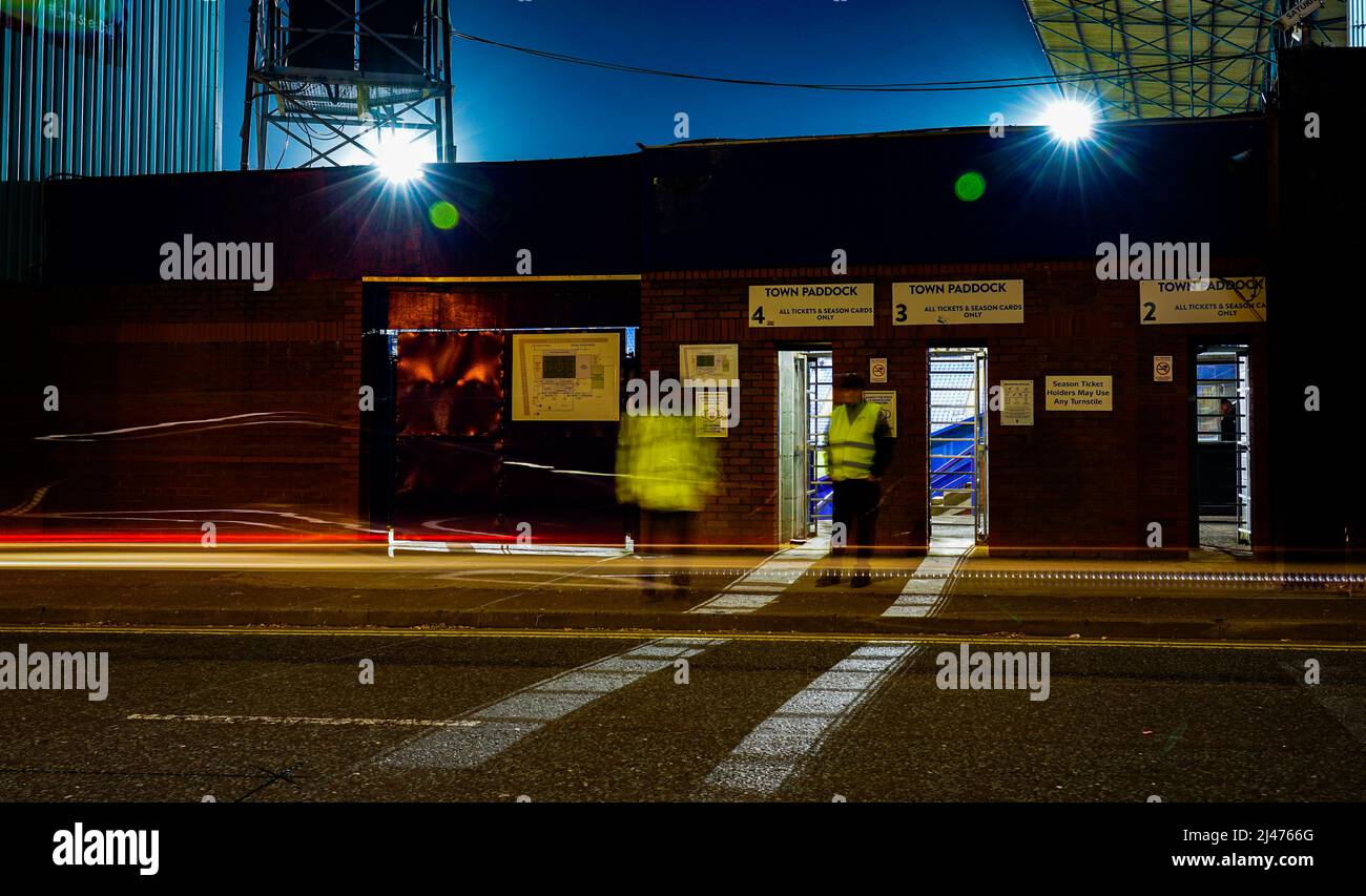 The turnstiles at Prenton Park the home of Tranmere Rovers Football Club, in Birkenhead on the Wirral. Image taken on March the 15th 2022. Stock Photo