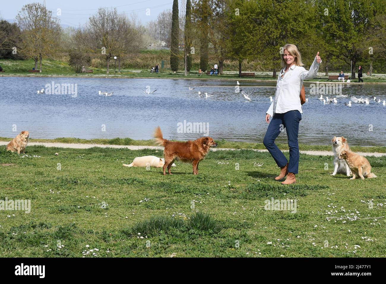 Rome, Italy. 12th Apr, 2022. Rome, Flavia Vento returns to her beloved dogs after having abandoned 'La Pupa and the Nerdy Show'. Credit: Independent Photo Agency/Alamy Live News Stock Photo