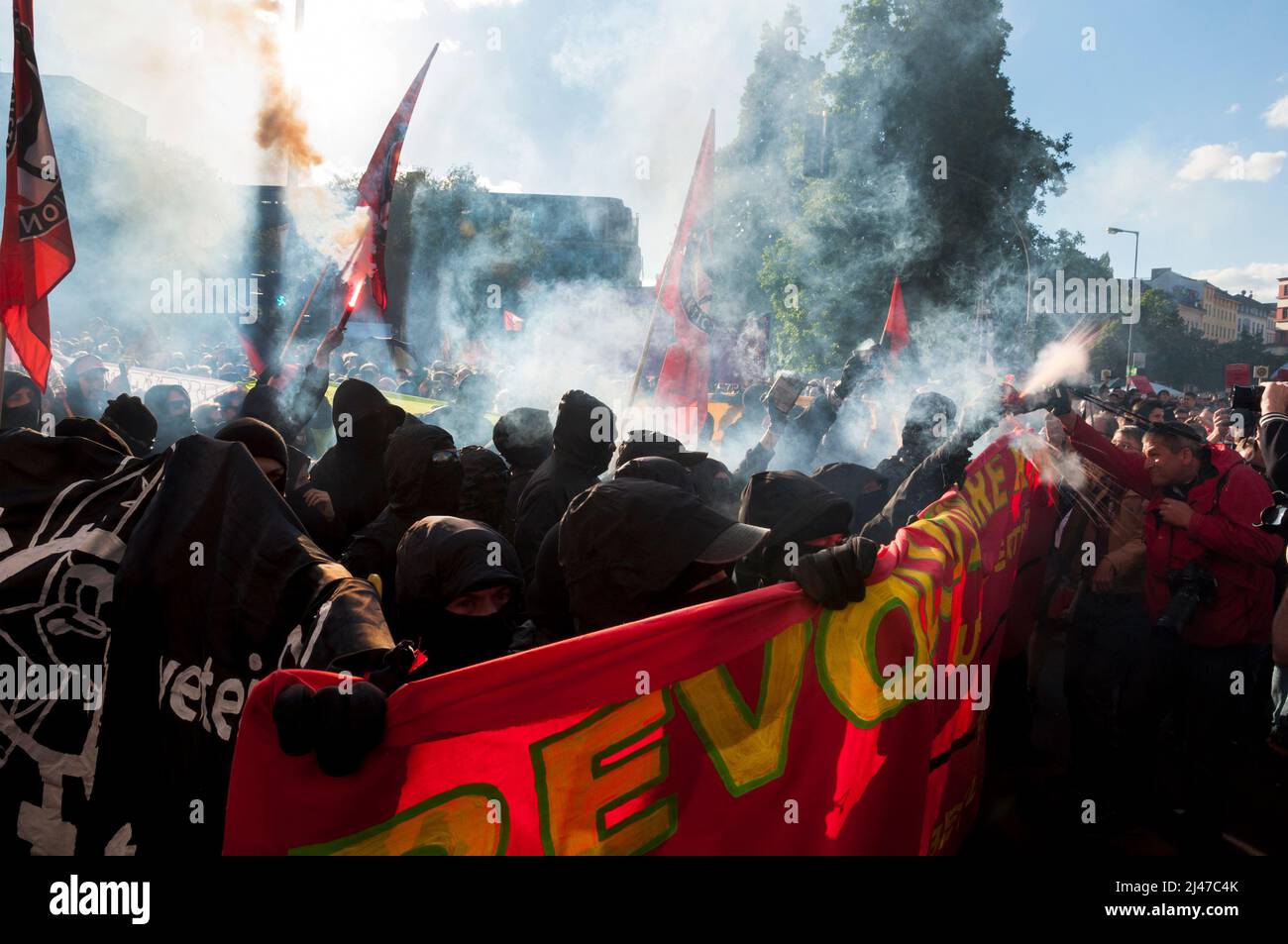 1 mai ,Protests on international workers day, Kreuzberg,Berlin,Germany Stock Photo